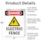 Signmission Electric Fence Danger Sign, Aluminum, 7in W x 10in L, 2PK OS-2PACK-DS-A-710-V-2212 - alternate 5
